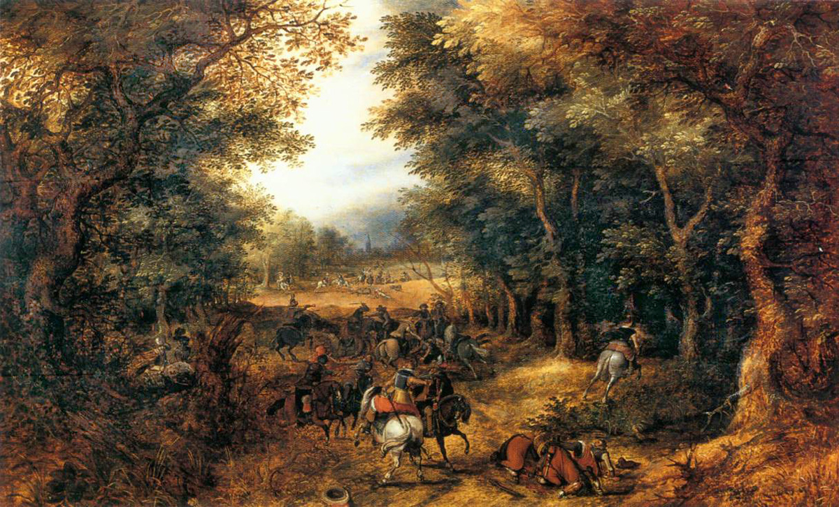 forest scene with robbery